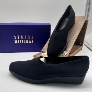 Stuart Weitzman Parker Black Micro Stretch Size 12 AA W Loafers